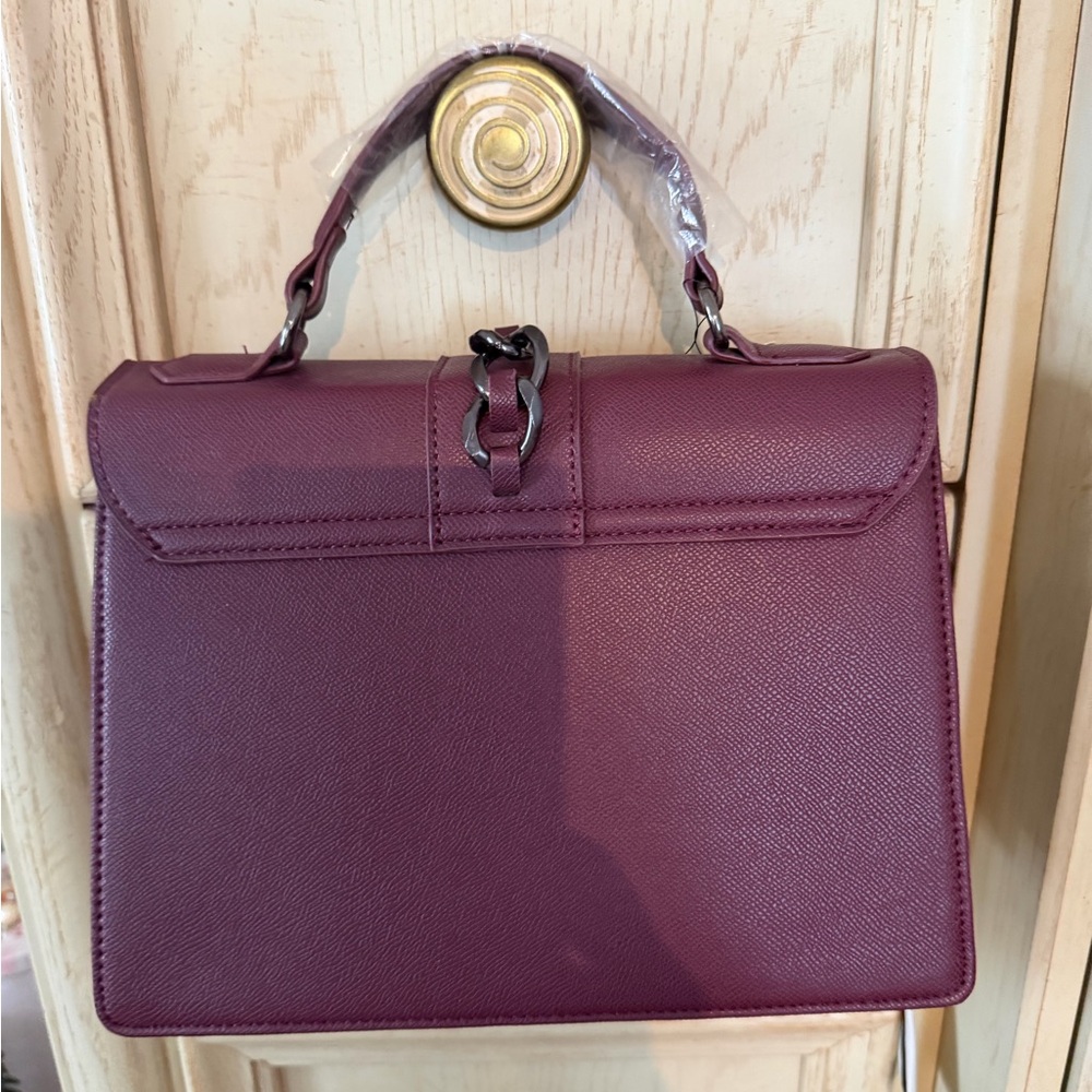 Badgley Mischka Burgundy Studded Satchel - Picture 4 of 6